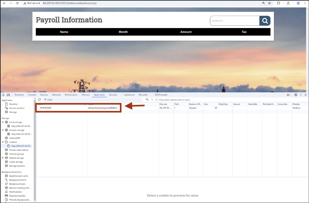 Devtools Application Cookies